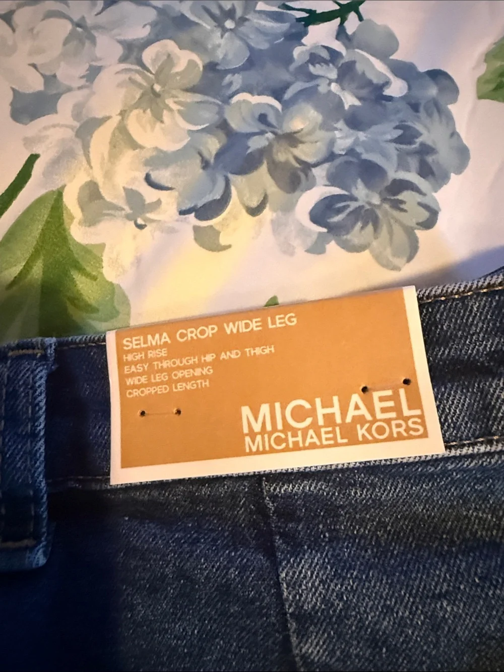 Michael Kors Dark Blue High-Rise Wide-Leg Jeans